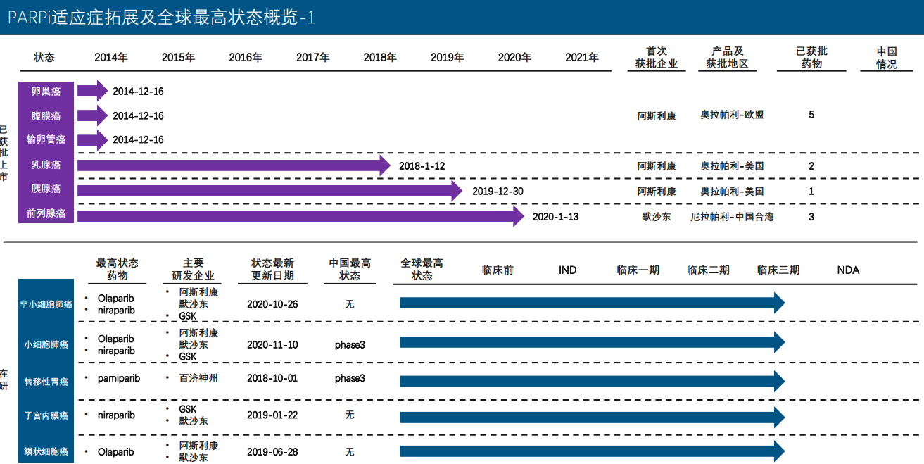 PARPi适应症拓展及全球最高状态概览-1
