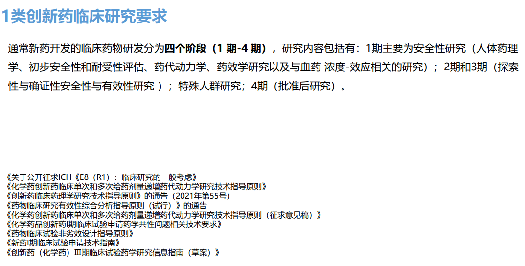 1类创新药临床研究要求
