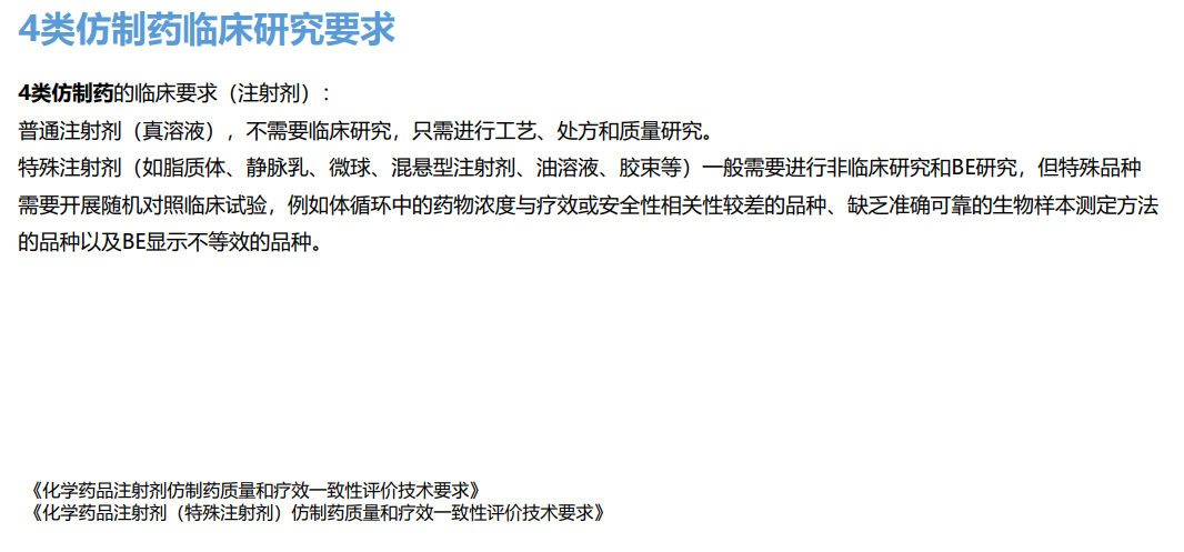 4类仿制药临床研究要求——注射剂