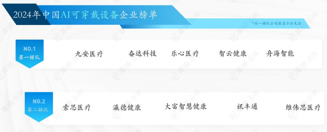 2024年中国AI可穿戴设备（健康管理、移动医疗）企业榜单