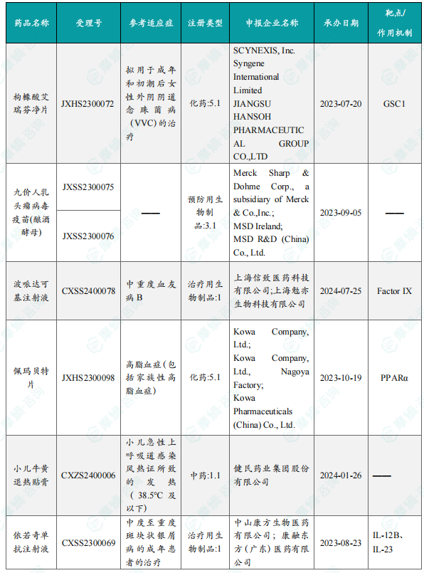 2025 年 4 月国内获批上市的新药（部分）