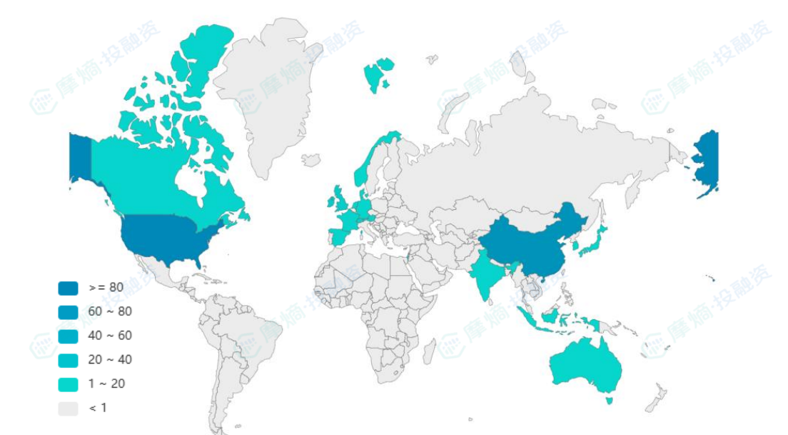 全球医药健康投融事件分布