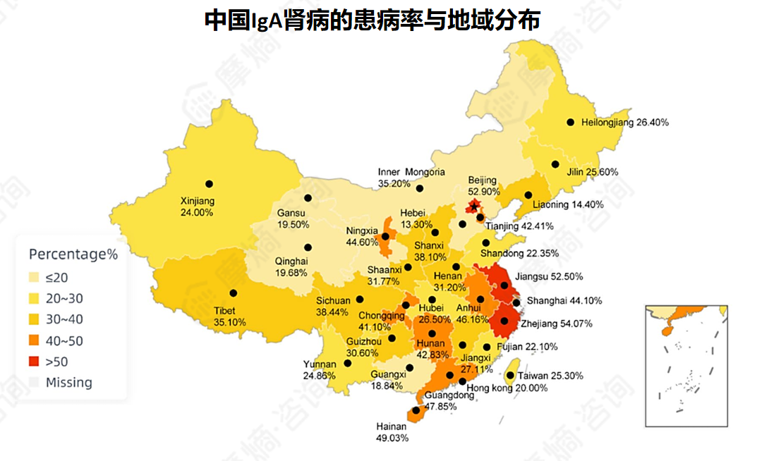 中国lgA肾病的患病率与地域分布