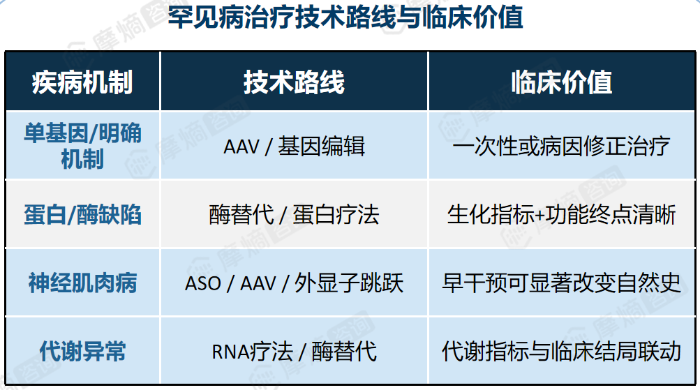 罕见病治疗技术路线与临床价值