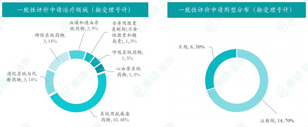 2026年6月一致性评价申请治疗领域/剂型分布（按受理号计）