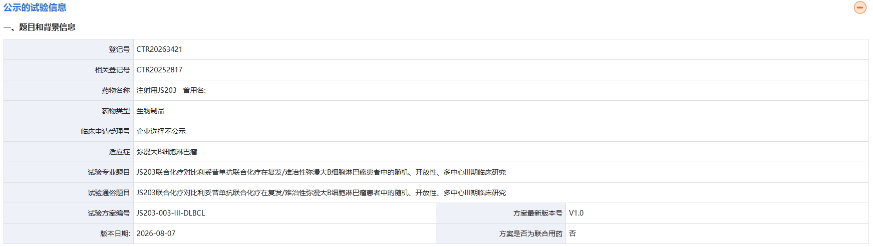 药物临床试验登记与信息公示平台