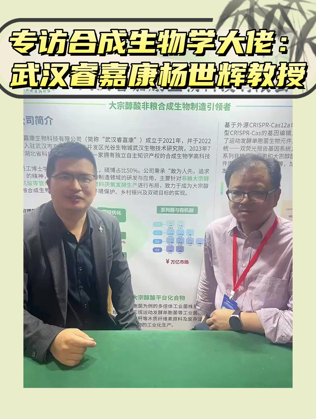 专访合成生物学大佬：武汉睿嘉康杨世辉教授