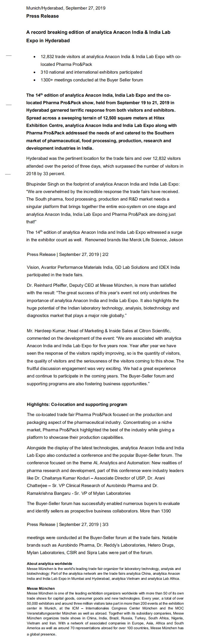 印度实验室及临床医疗展览会 Analytica Anacon